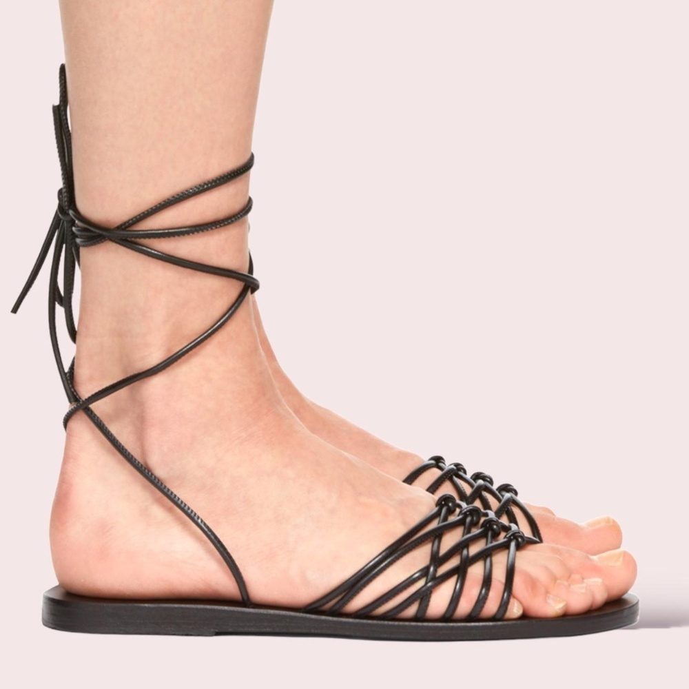 Ancient Greek Sandals Black Alexandra Gladiator Tie-up Sandals - New in Box!